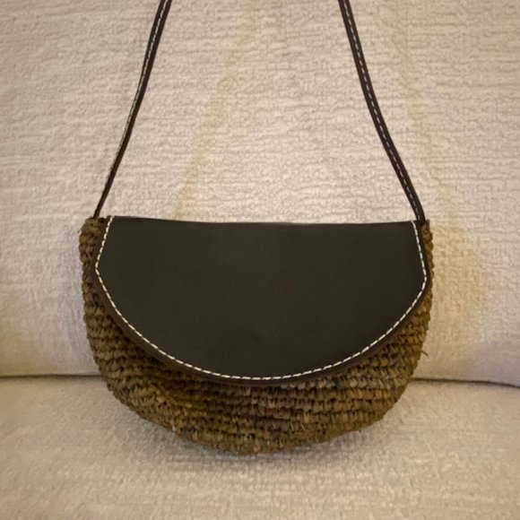 Raffia and Leather Crossbody Bag - Picture 2 of 5